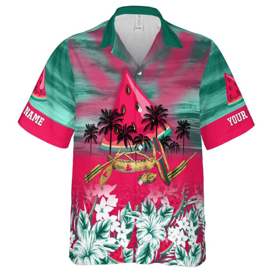 Customized Watermelon Sunset Beach Canoe Hawaiian Shirt Fashion forward