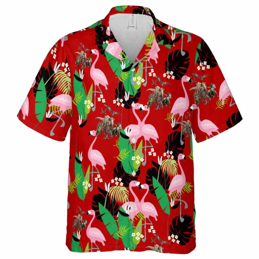Dinosaur Flamingo Leaf Hawaiian Shirt Fashion forward