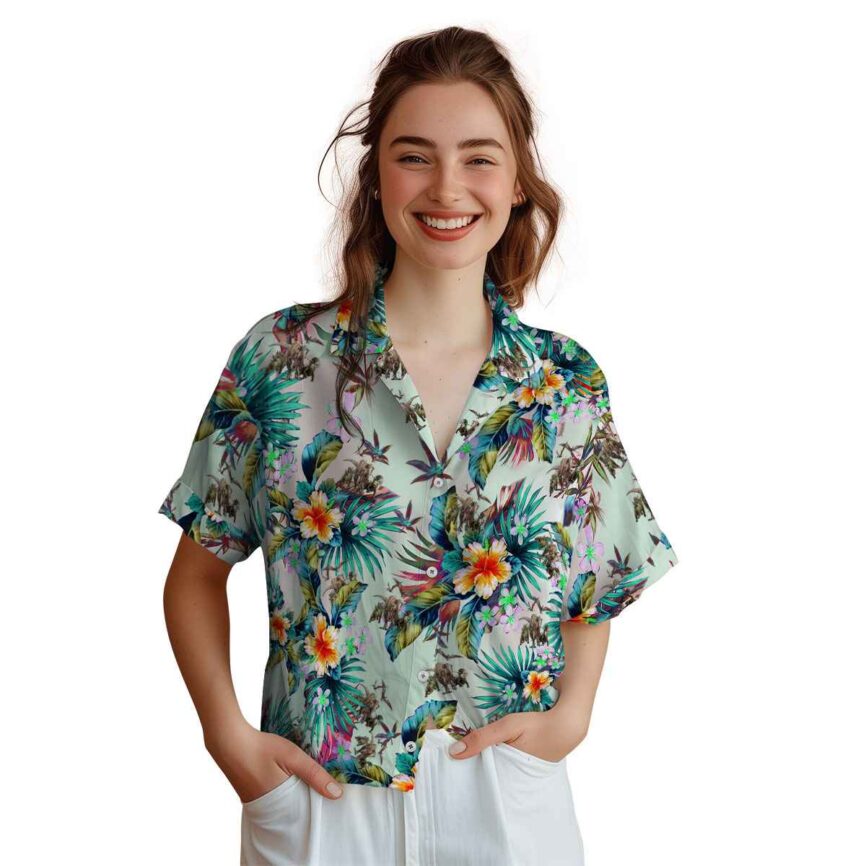 Dinosaur Floral Burst Hawaiian Shirt Top rated