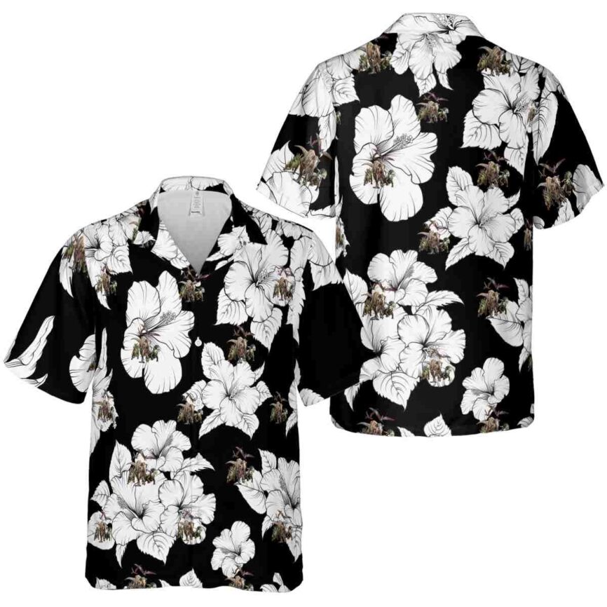 Dinosaur Hibiscus Flower Hawaiian Shirt Premium grade
