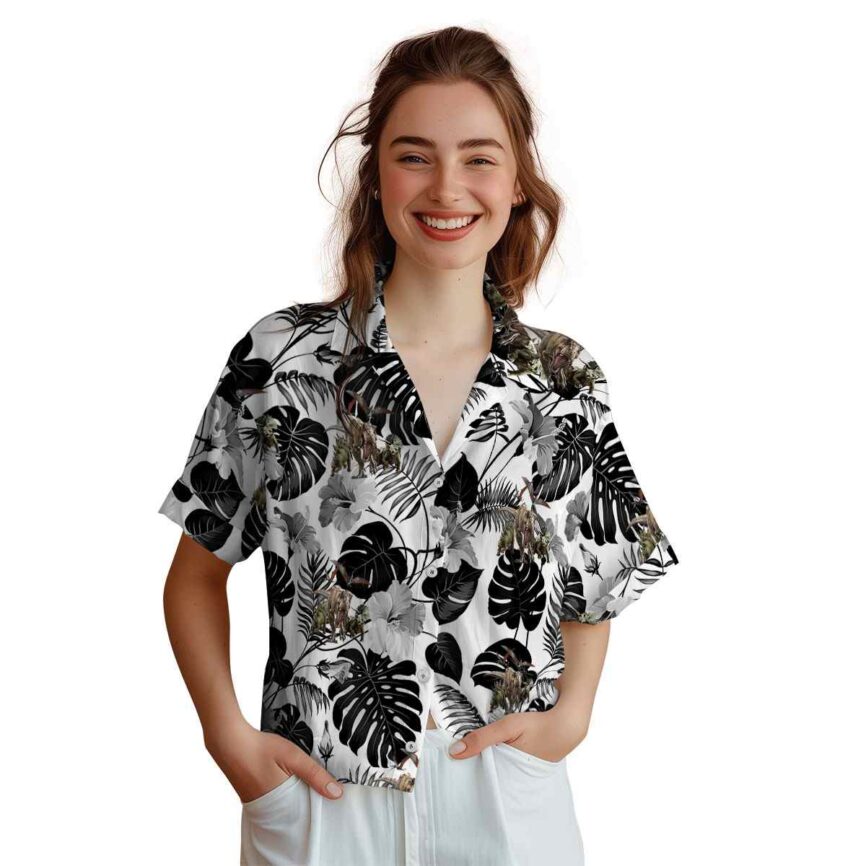 Dinosaur Leaf Pattern Hawaiian Shirt Top rated