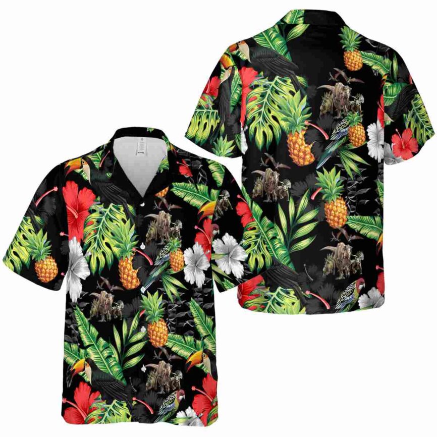 Dinosaur Leafy Toucan Hawaiian Shirt Premium grade