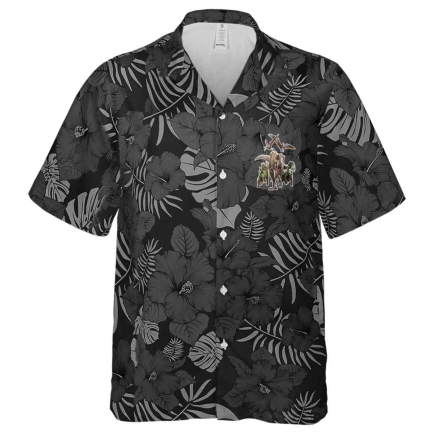 Dinosaur Monochrome Floral Hawaiian Shirt Fashion forward