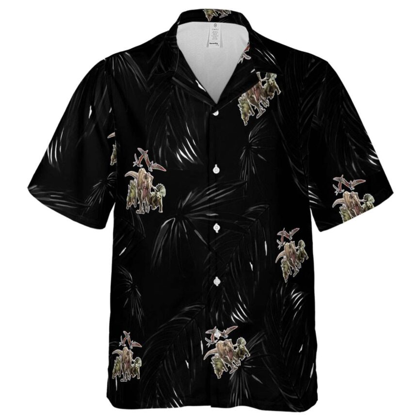 Dinosaur Monochrome Palm Hawaiian Shirt Fashion forward