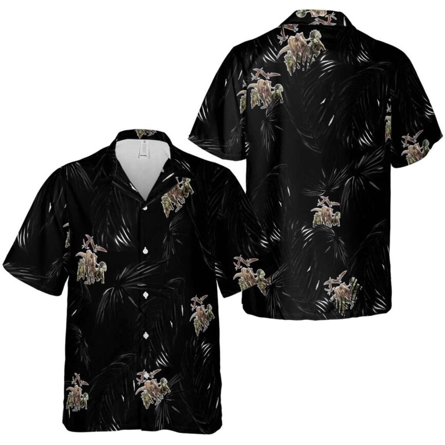 Dinosaur Monochrome Palm Hawaiian Shirt Premium grade