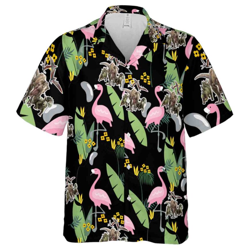 Dinosaur Pink Flamingo Hawaiian Shirt Fashion forward