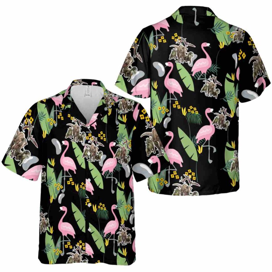 Dinosaur Pink Flamingo Hawaiian Shirt Premium grade