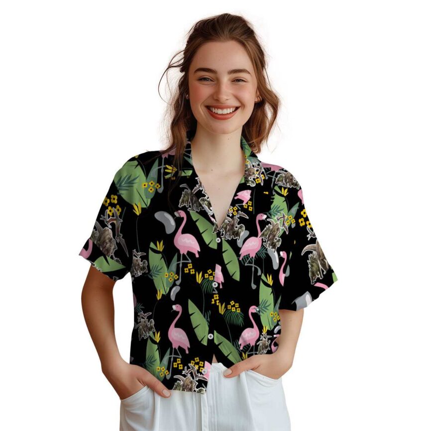 Dinosaur Pink Flamingo Hawaiian Shirt Top rated