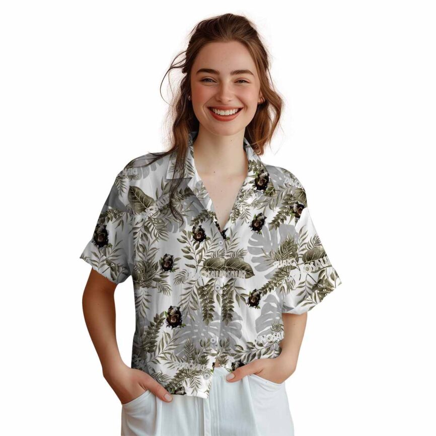 Dinosaur Tropical Fronds Hawaiian Shirt Top rated