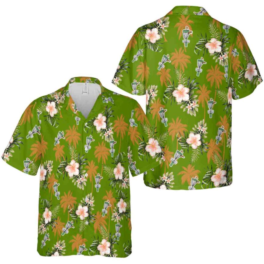Disc Golf Hibiscus Palm Hawaiian Shirt Premium grade