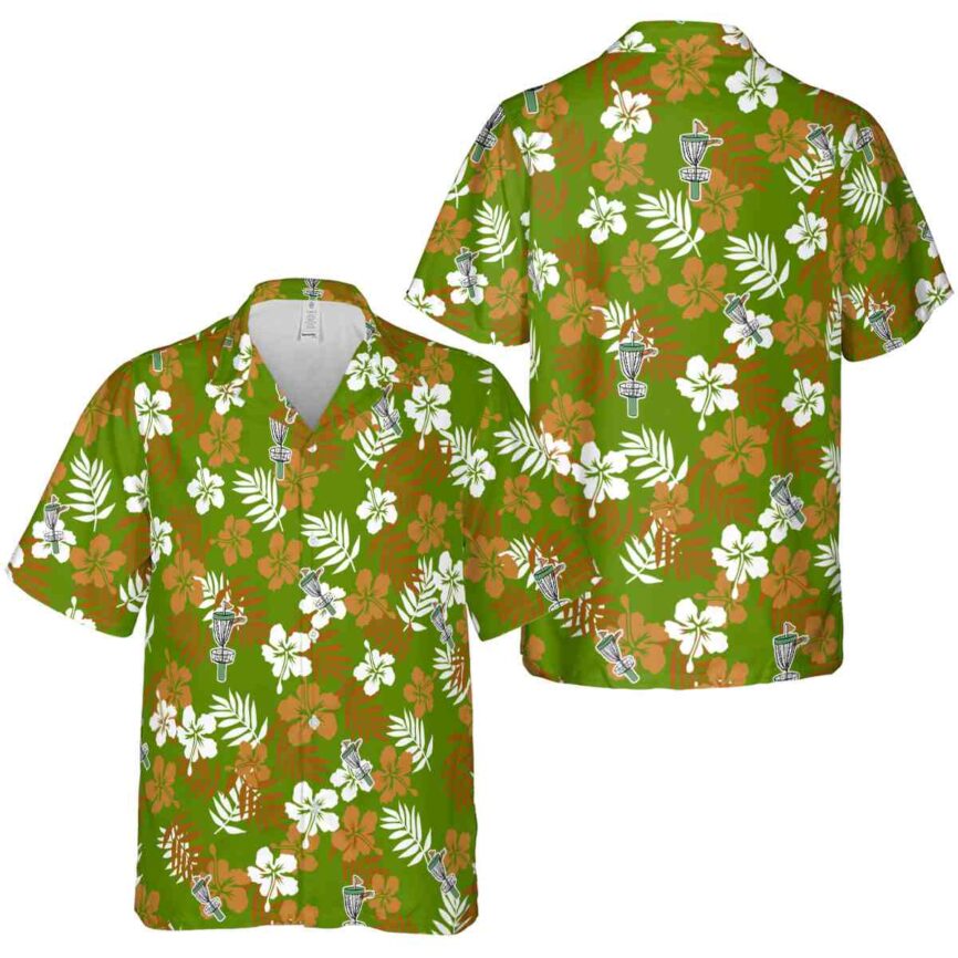 Disc Golf Leafy Hibiscus Hawaiian Shirt Premium grade
