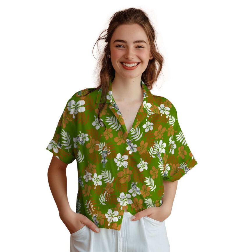 Disc Golf Leafy Hibiscus Hawaiian Shirt Top rated