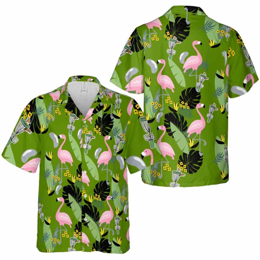 Disc Golf Pink Flamingo Hawaiian Shirt Premium grade