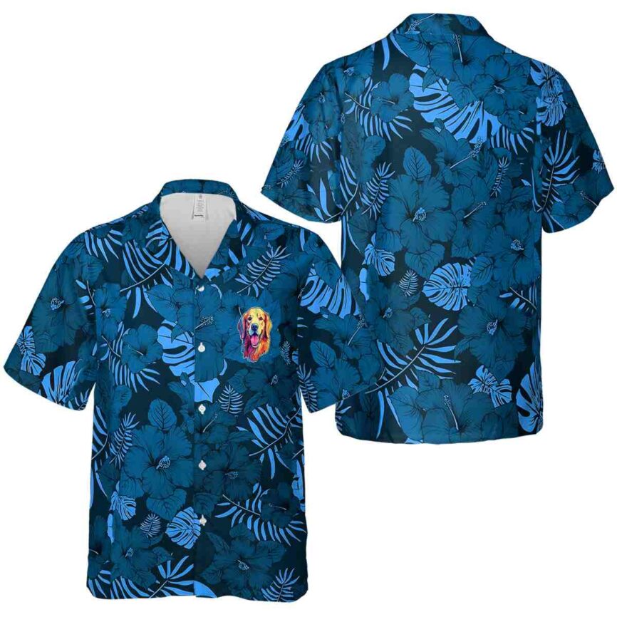 Dog Monochrome Floral Hawaiian Shirt Premium grade