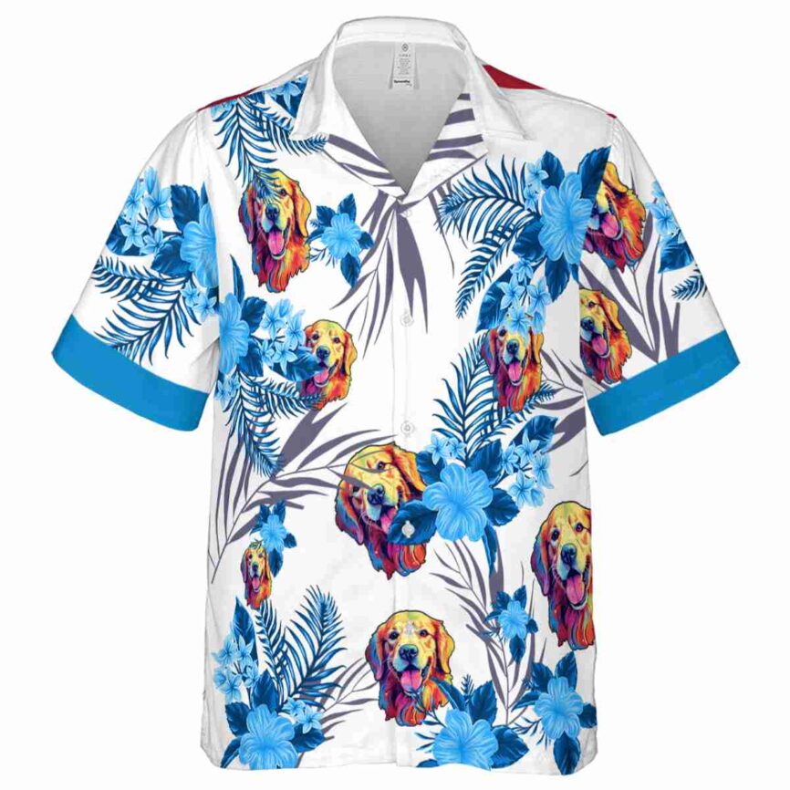 Dog US Flag Floral Hawaiian Shirt Fashion forward