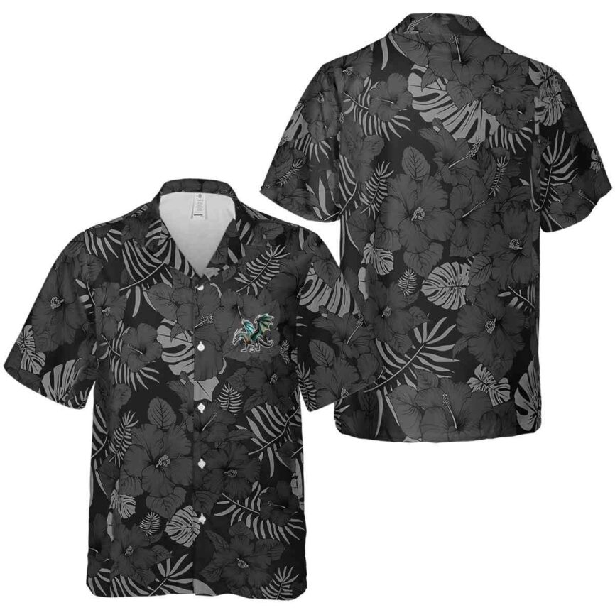 Dragon Monochrome Floral Hawaiian Shirt Premium grade