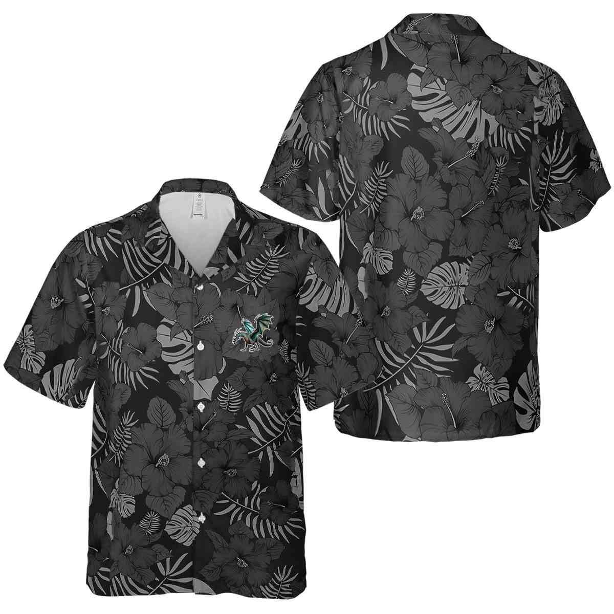 Dragon Monochrome Floral Hawaiian Shirt Premium grade Dragon Monochrome Floral Hawaiian Shirt Premium grade