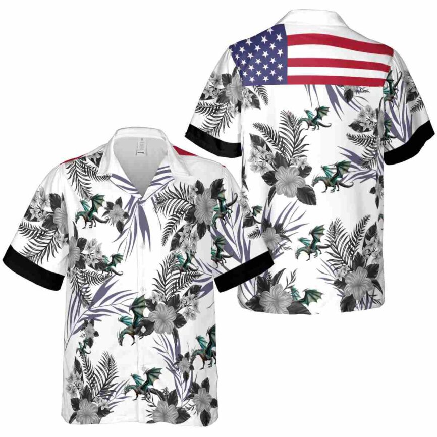 Dragon US Flag Floral Hawaiian Shirt Premium grade