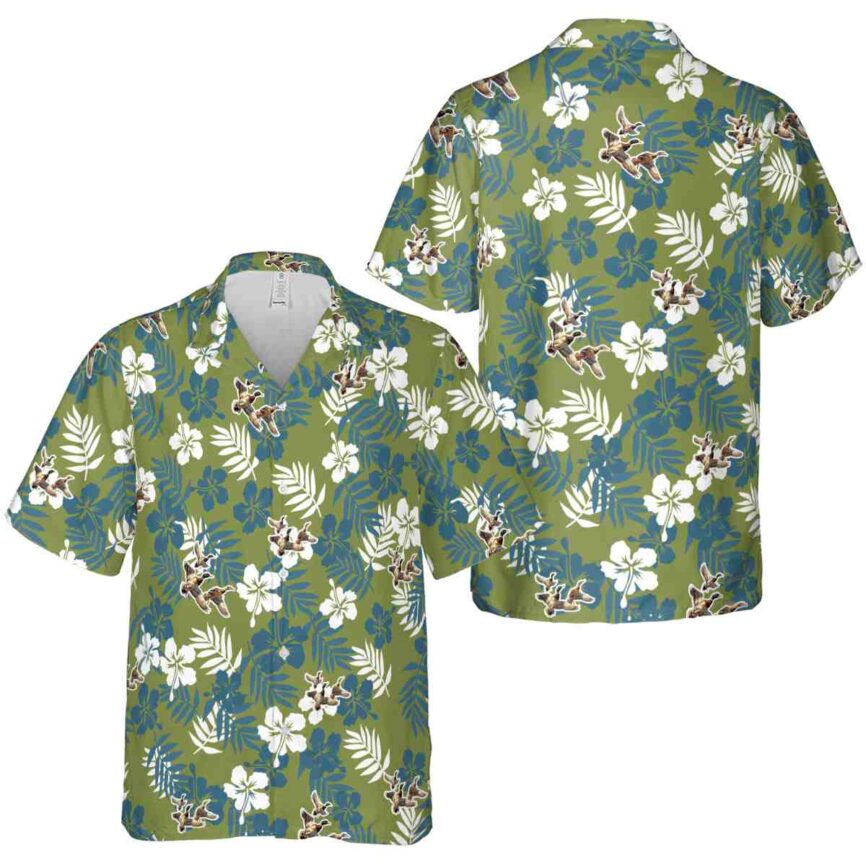 Duck Leafy Hibiscus Hawaiian Shirt Premium grade