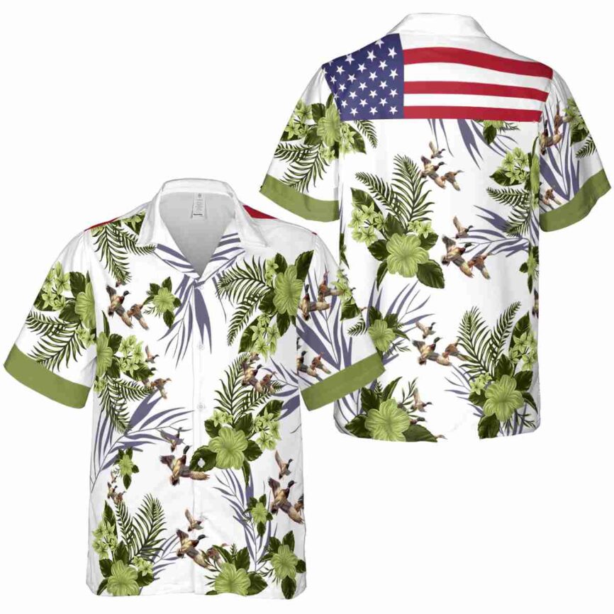 Duck US Flag Floral Hawaiian Shirt Premium grade