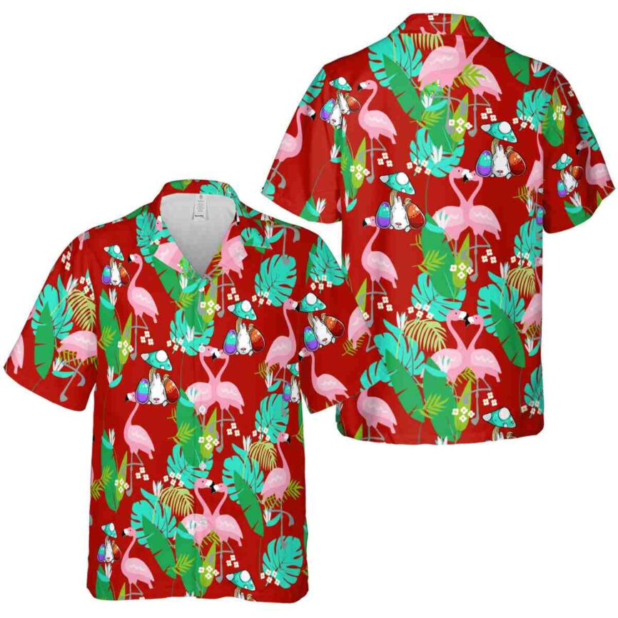Easter Flamingo Leaf Hawaiian Shirt Premium grade