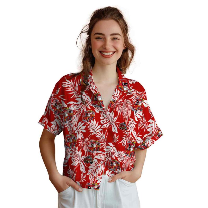 Fire Truck Bold Foliage Hawaiian Shirt Top rated