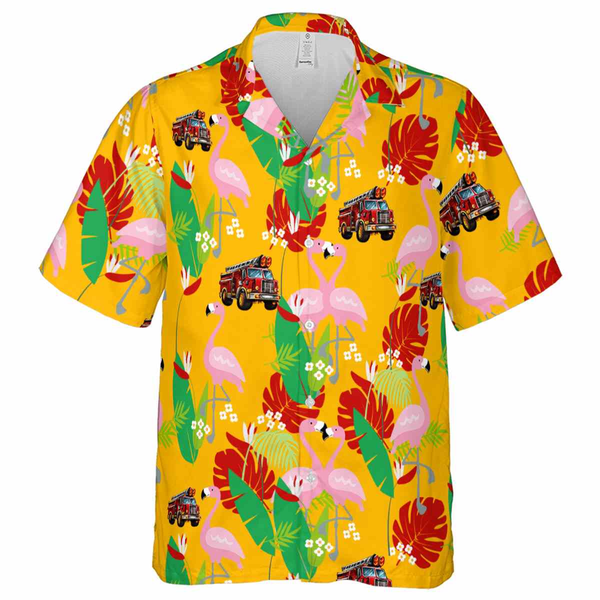 Fire Truck Flamingo Leaf Hawaiian Shirt Fashion forward Fire Truck Flamingo Leaf Hawaiian Shirt Fashion forward