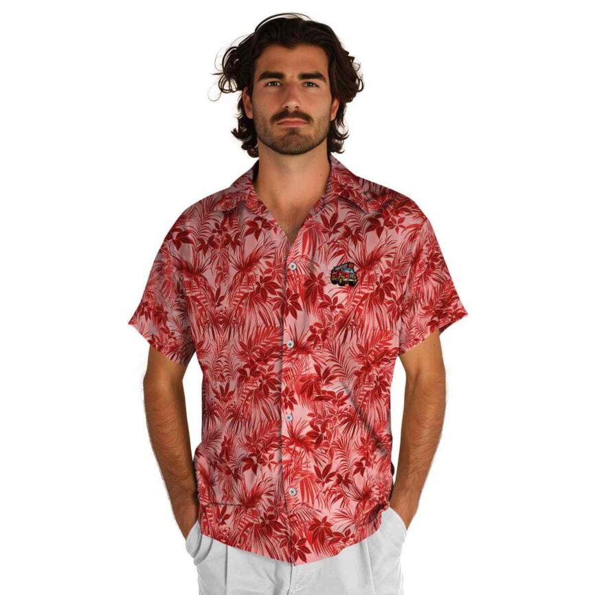 Fire Truck Foliage Print Hawaiian Shirt New Arrival