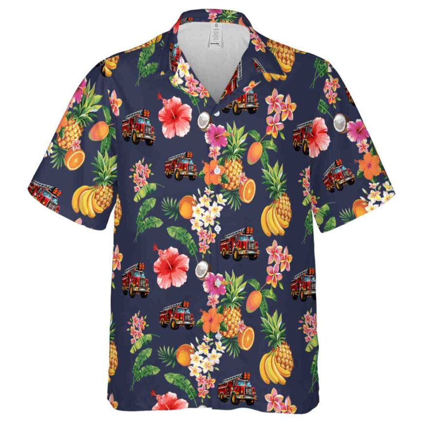 Fire Truck Fruit Pattern Hawaiian Shirt Fashion forward
