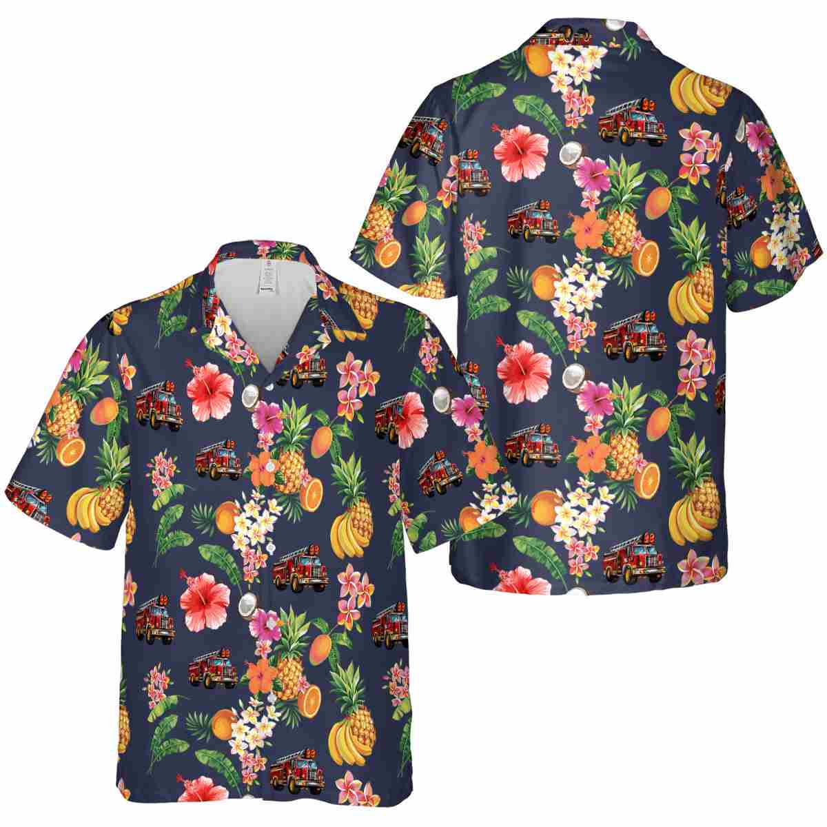 Fire Truck Fruit Pattern Hawaiian Shirt Premium grade Fire Truck Fruit Pattern Hawaiian Shirt Premium grade