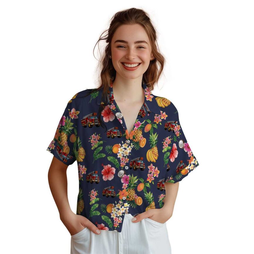 Fire Truck Fruit Pattern Hawaiian Shirt Top rated