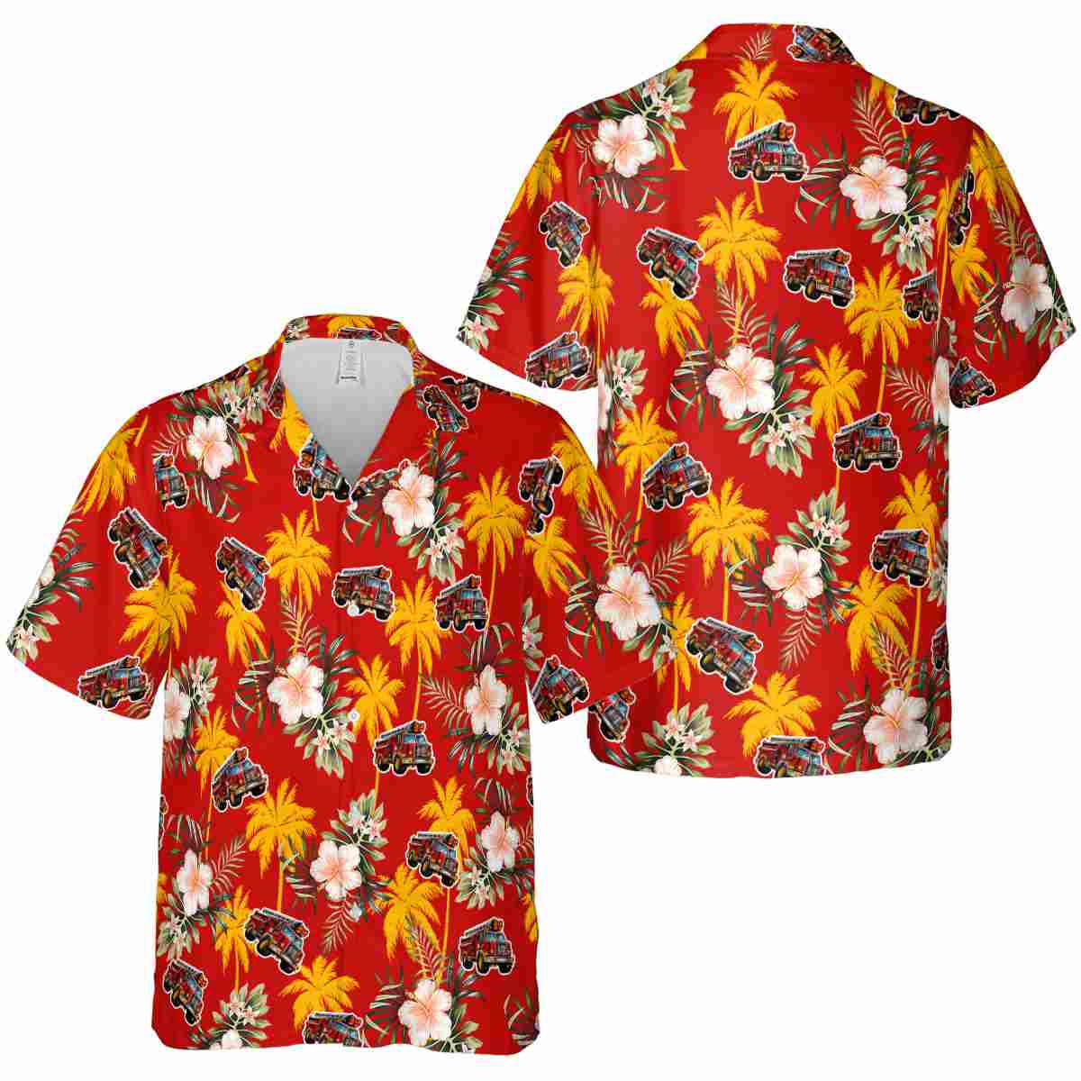 Fire Truck Hibiscus Palm Hawaiian Shirt Premium grade Fire Truck Hibiscus Palm Hawaiian Shirt Premium grade