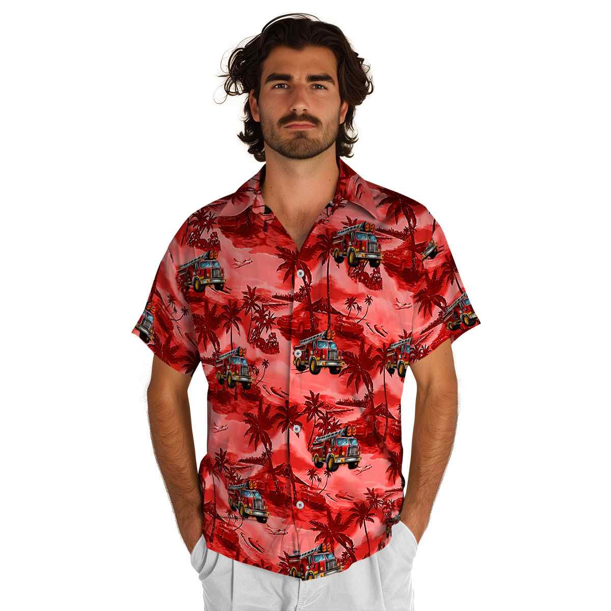 Fire Truck Island Beach Hawaiian Shirt New Arrival Fire Truck Island Beach Hawaiian Shirt New Arrival