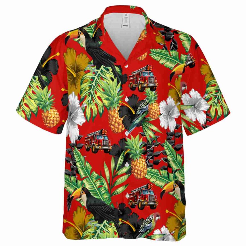 Fire Truck Leafy Toucan Hawaiian Shirt Fashion forward