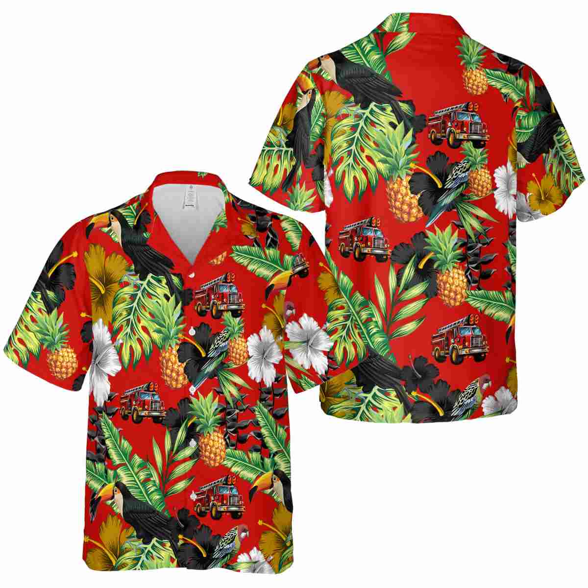 Fire Truck Leafy Toucan Hawaiian Shirt Premium grade Fire Truck Leafy Toucan Hawaiian Shirt Premium grade