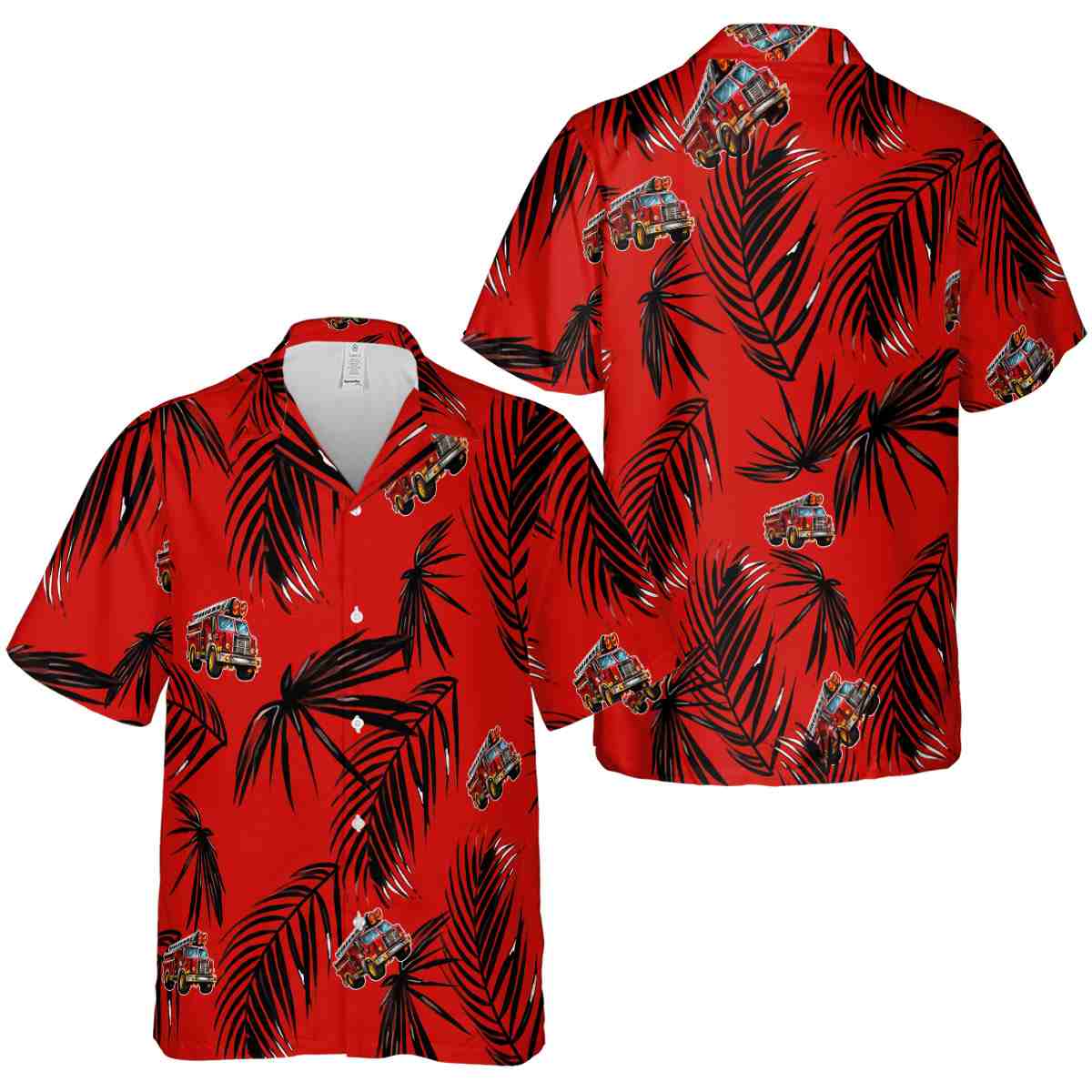 Fire Truck Monochrome Palm Hawaiian Shirt Premium grade Fire Truck Monochrome Palm Hawaiian Shirt Premium grade
