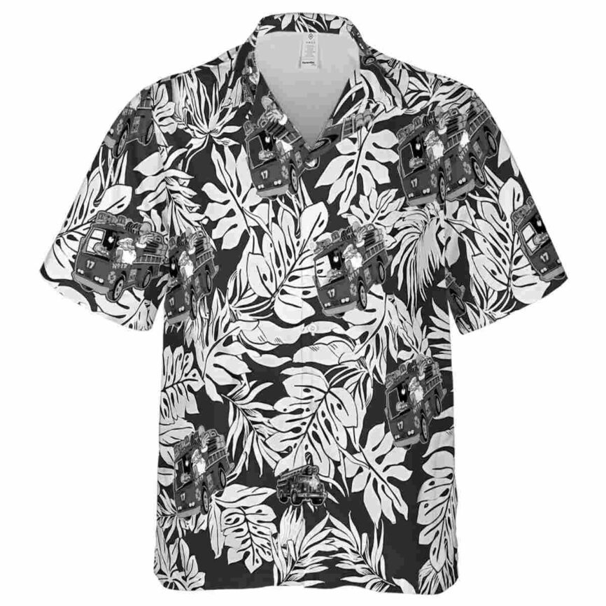 Fire Truck Monstera Foliage Hawaiian Shirt Fashion forward