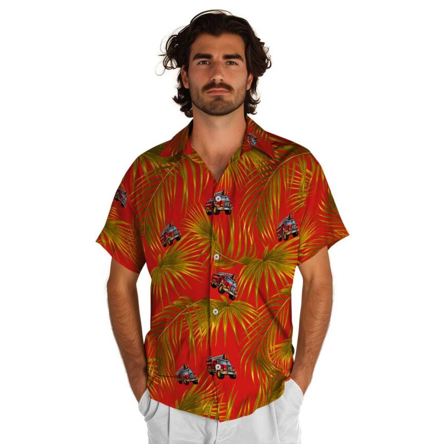 Fire Truck Palm Frond Hawaiian Shirt New Arrival