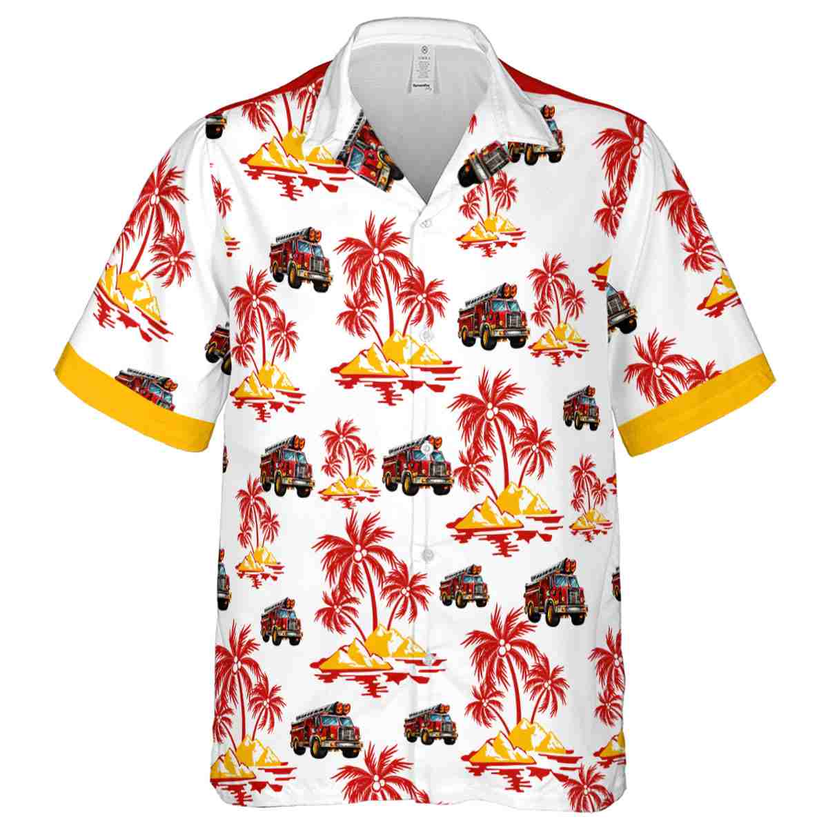 Fire Truck Palm Island Graphic Hawaiian Shirt Fashion forward Fire Truck Palm Island Graphic Hawaiian Shirt Fashion forward