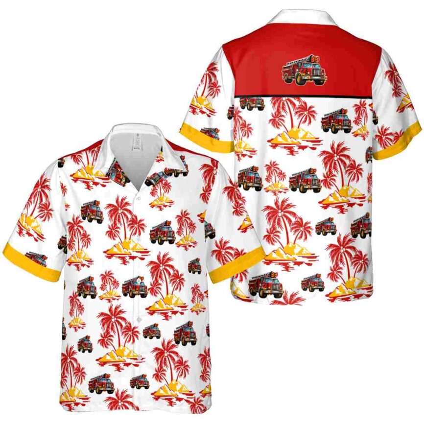 Fire Truck Palm Island Graphic Hawaiian Shirt Premium grade