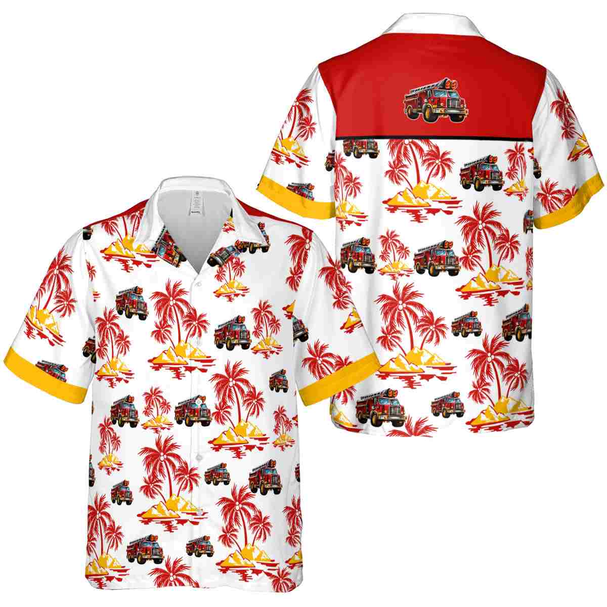 Fire Truck Palm Island Graphic Hawaiian Shirt Premium grade Fire Truck Palm Island Graphic Hawaiian Shirt Premium grade