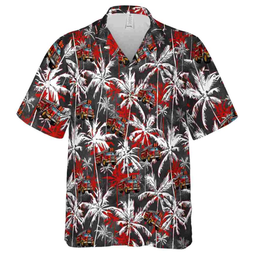 Fire Truck Palm Themed Hawaiian Shirt Fashion forward