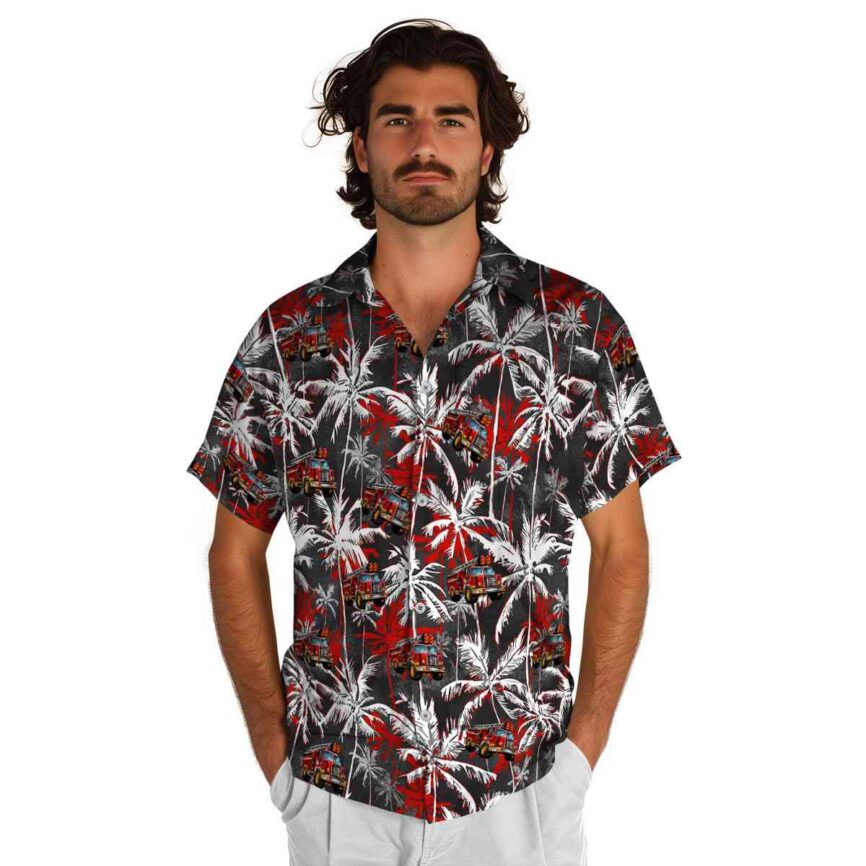 Fire Truck Palm Themed Hawaiian Shirt New Arrival