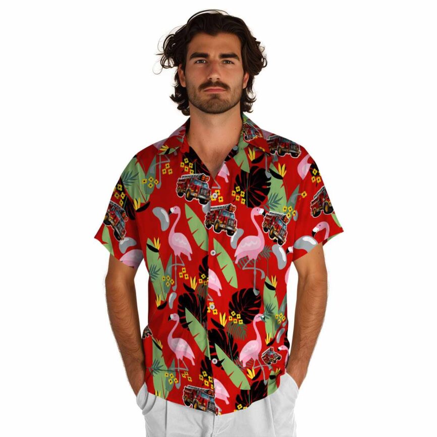 Fire Truck Pink Flamingo Hawaiian Shirt New Arrival