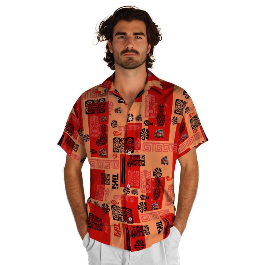Fire Truck Tiki Motifs Hawaiian Shirt New Arrival