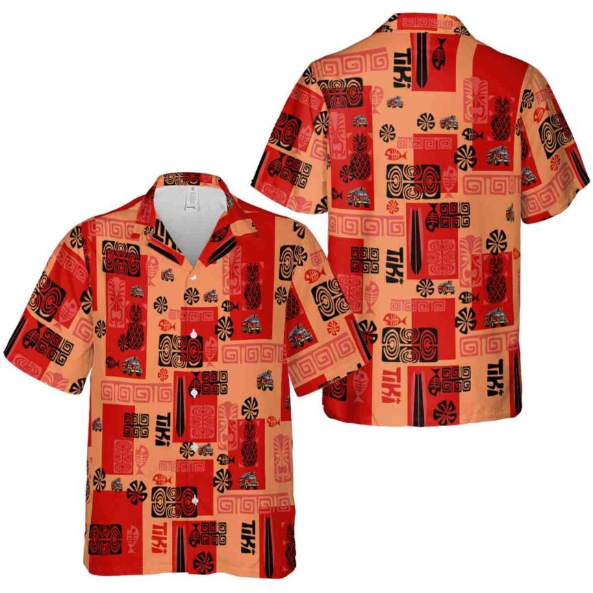Fire Truck Tiki Motifs Hawaiian Shirt Premium grade