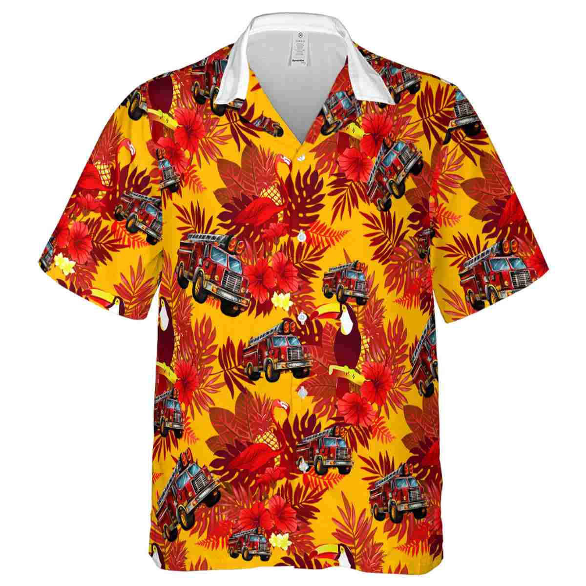 Fire Truck Tropical Bird Hawaiian Shirt Fashion forward Fire Truck Tropical Bird Hawaiian Shirt Fashion forward