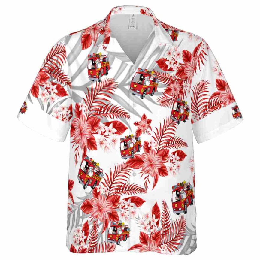 Fire Truck Tropical Blossom Hawaiian Shirt Fashion forward