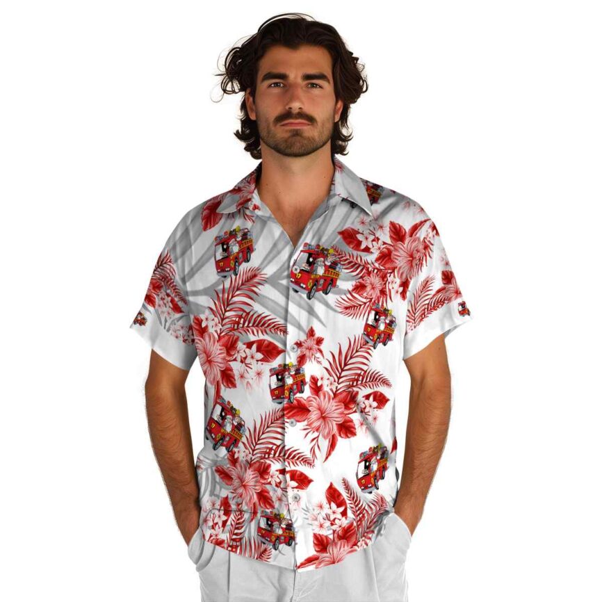 Fire Truck Tropical Blossom Hawaiian Shirt New Arrival