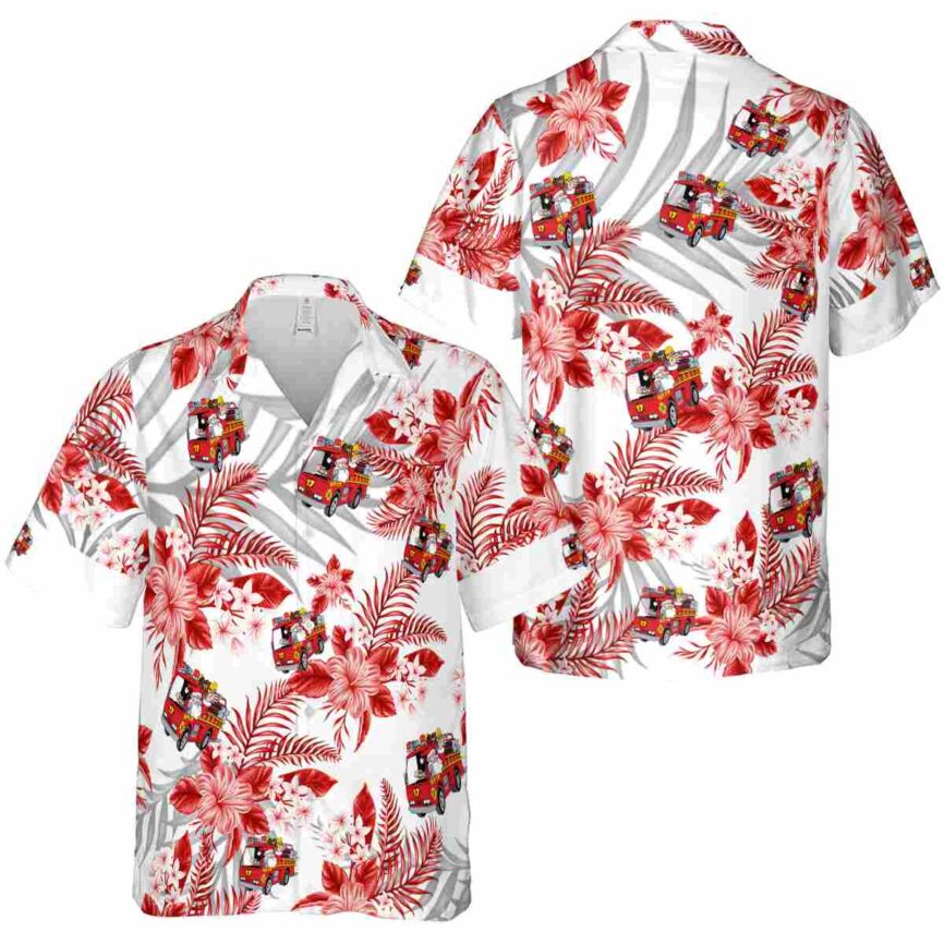 Fire Truck Tropical Blossom Hawaiian Shirt Premium grade